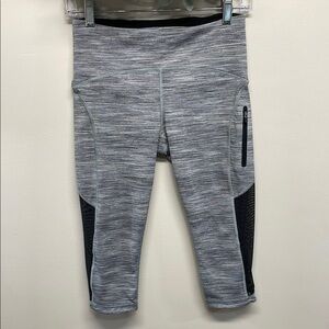 Lululemon Athletica Mesh Sun Runner Crop leggings Space Dye Gray Black 6